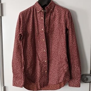 Club Monaco XS Red Floral Print Button Down